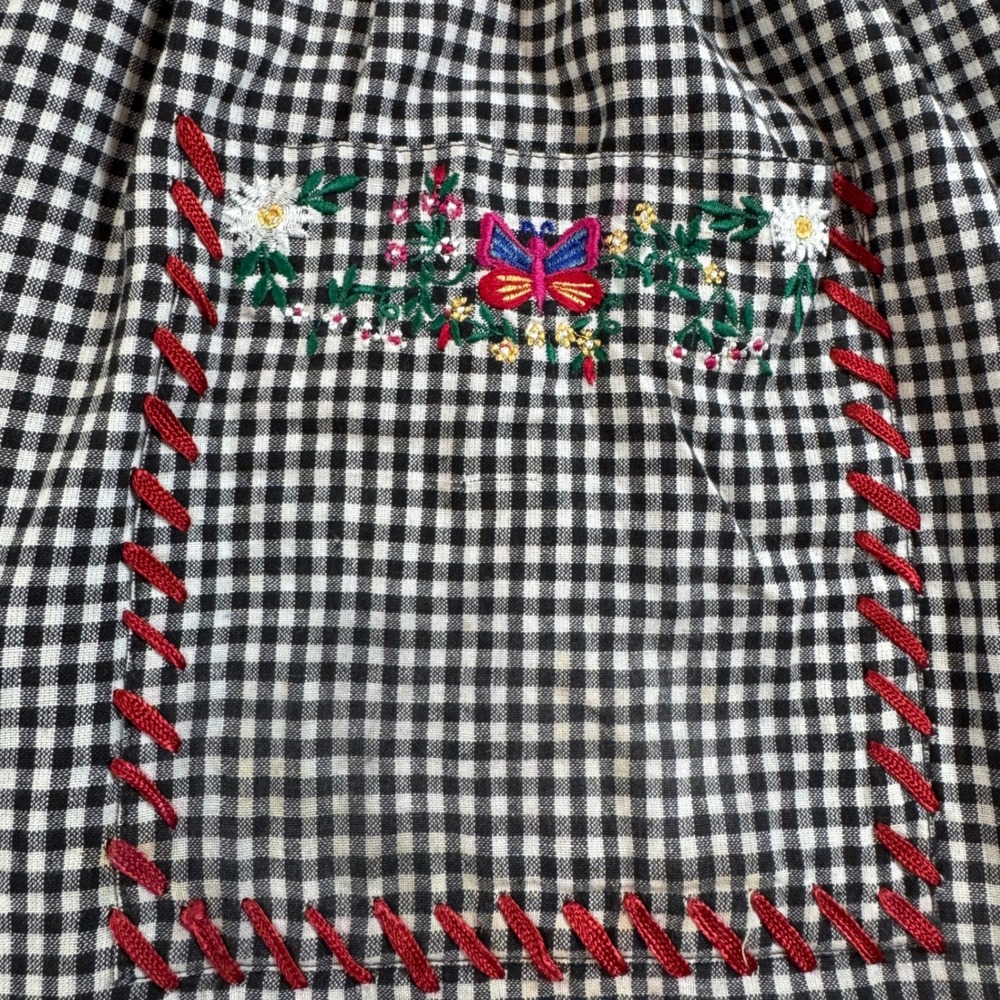 Vintage Bryn Connelly Gingham Embroidered Cotton Midi Dress M Cottagecore Boho - Picture 6 of 7